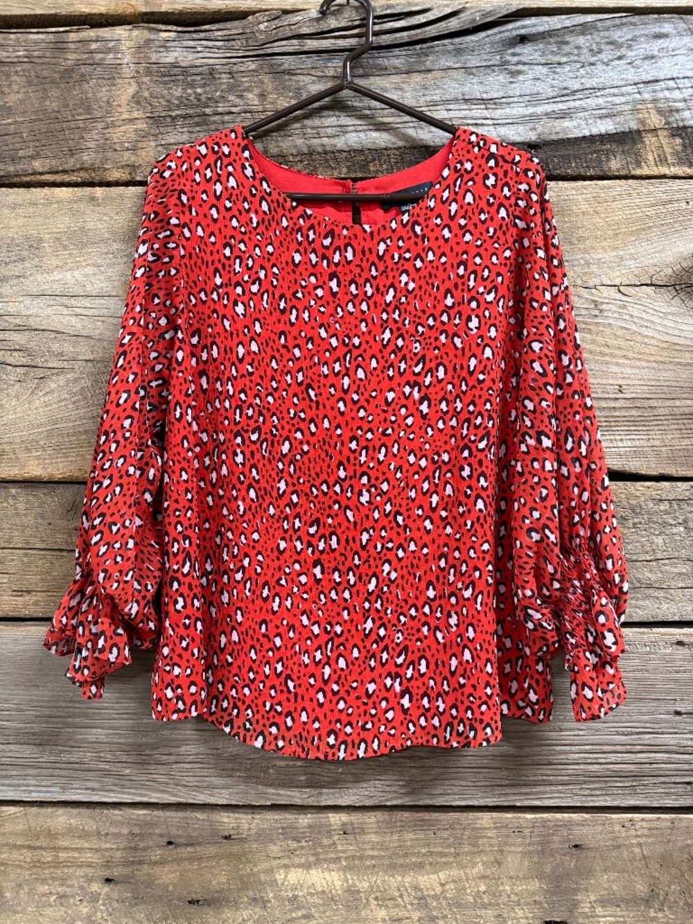 Sanctuary Animal print blouse, Red, Medium